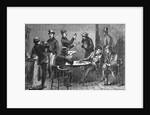 Illustration of Men Fencing Goods by D. Longacre
