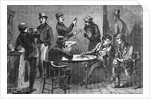 Illustration of Men Fencing Goods by D. Longacre