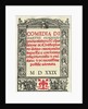 The Title Page to Dante Aligieri's The Divine Comedy by Anonymous