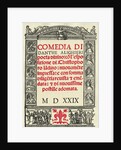 The Title Page to Dante Aligieri's The Divine Comedy by Anonymous