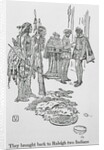 Drawing of Sir Walter Raleigh and Aids with Natives by Anonymous