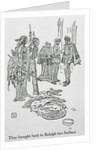 Drawing of Sir Walter Raleigh and Aids with Natives by Anonymous