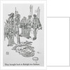 Drawing of Sir Walter Raleigh and Aids with Natives by Anonymous