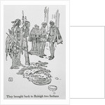 Drawing of Sir Walter Raleigh and Aids with Natives by Anonymous