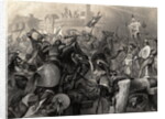 Engraving of Capturing of Mexico by Cortez