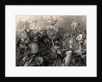 Engraving of Capturing of Mexico by Cortez