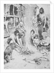 Prehistoric Family Surrounding Fire by Anonymous