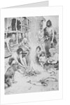 Prehistoric Family Surrounding Fire by Anonymous