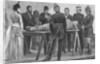 Drawing of Scientist with Mummy on Table by Anonymous
