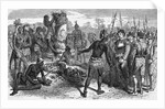 Engraving of Althore Showing Rene de Laudonniere the Worship of Ribault's Column Monument by Anonymous