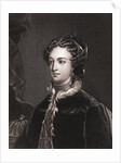 Drawing of Mary Stuart in Outerwear and Boarding Boat by Anonymous