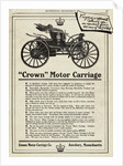 Advertisement for "Crown" Motor Carriage by Anonymous