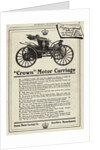 Advertisement for "Crown" Motor Carriage by Anonymous