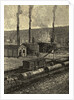 Engraving of Oil Refinery with Tank Cars by Anonymous