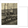Engraving of Oil Refinery with Tank Cars by Anonymous