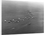 View of SBD Dive Bombers Flying Above Carrier by Anonymous