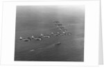 View of SBD Dive Bombers Flying Above Carrier by Anonymous