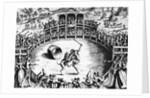 Illustration of Man and Dog Fighting in Arena by Anonymous