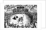 Illustration of Man and Dog Fighting in Arena by Anonymous