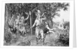 Roman Horseman Sounding Horn in Woodlands by Anonymous