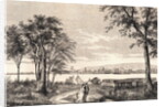 Couple Strolling in Park Across from City by Anonymous