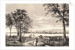 Couple Strolling in Park Across from City by Anonymous