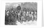 Arab Officer on Horseback Alongside Troops and Citizens by Anonymous