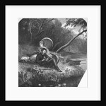 Woman Reading While Man is Fishing by Anonymous