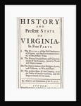 The History and Present State of Virginia by Robert Beverly