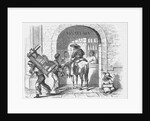 Man on Horse Alongside Beggar Vendor and Pedestrian by Anonymous