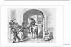 Man on Horse Alongside Beggar Vendor and Pedestrian by Anonymous