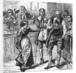 Young Woman Holding Her Dress While Speaking in Courtroom by Anonymous