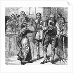 Young Woman Holding Her Dress While Speaking in Courtroom by Anonymous