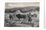 Western Asian Field Workers Threshing Crops with Use of Oxen by Anonymous
