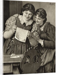 Early Drawing of Young Ladies Sharing Handwritten Communication by Corbis