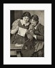Early Drawing of Young Ladies Sharing Handwritten Communication by Anonymous