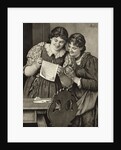 Early Drawing of Young Ladies Sharing Handwritten Communication by Anonymous