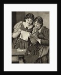 Early Drawing of Young Ladies Sharing Handwritten Communication by Corbis