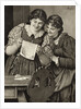 Early Drawing of Young Ladies Sharing Handwritten Communication by Anonymous