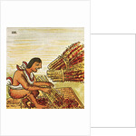 Illustration of an Aztec Man Threshing Amaranth from the Florentine Codex by Anonymous