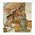 Illustration of Aztecs Storing Amaranth from the Florentine Codex by Anonymous