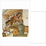 Illustration of Aztecs Storing Amaranth from the Florentine Codex by Anonymous
