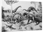 Painting of Dinosaurs by Ernest Untermann