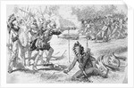 Illustration of Native Americans Fighting with Samuel de Champlain Party by Anonymous