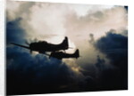 US Navy SBD Dauntless Dive Bombers in Flight by Anonymous