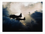 US Navy SBD Dauntless Dive Bombers in Flight by Anonymous