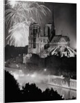 View of Notre Dame Under Firework Display by Anonymous
