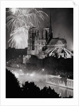 View of Notre Dame Under Firework Display by Anonymous