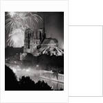 View of Notre Dame Under Firework Display by Anonymous