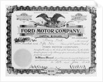 View of Stock Certificate Owned by Henry Ford by Anonymous